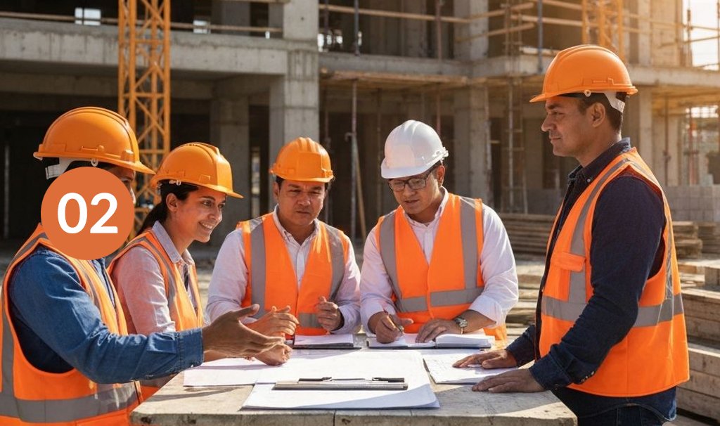 Constructores trabajando en obra